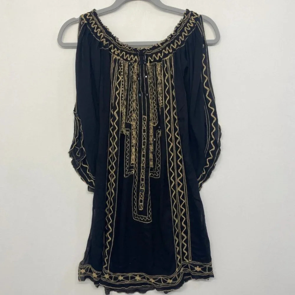 Poupette St Barth Off Shoulder Mini Dress Cover Up S Black‎ - Picture 5 of 15